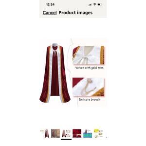 King Costume for Men and Women, Queen Costume,Adult King Cape Robe ... Fast Ship